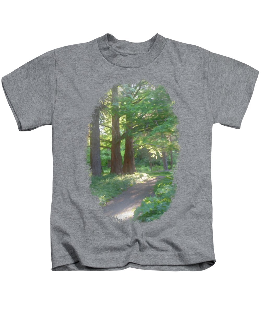 Forest Kids T-Shirt featuring the digital art Sunset Path through a Forest by John Twynam