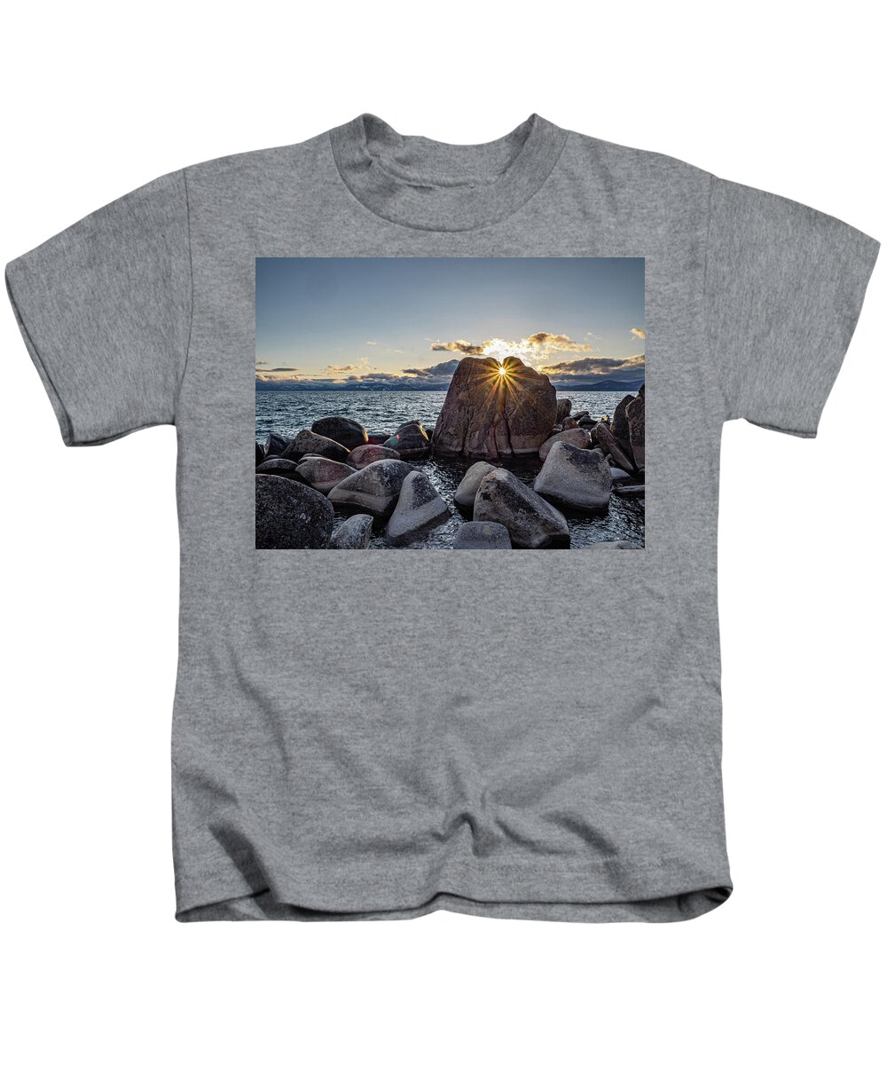 Lake Kids T-Shirt featuring the photograph Sunset Peak by Martin Gollery