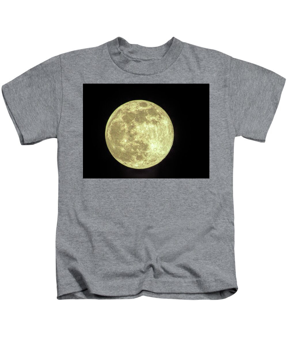Home Kids T-Shirt featuring the photograph Super Moon - April 7, 2020 by Jeff Iverson
