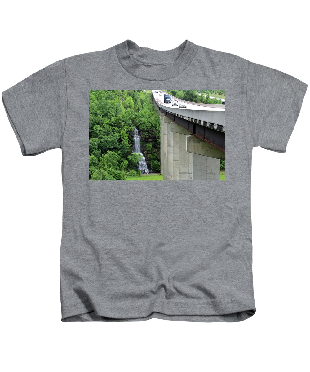 Waterfall Kids T-Shirt featuring the photograph Take a Brake from Lifes Highway - Arkansas 2020 by William Rainey