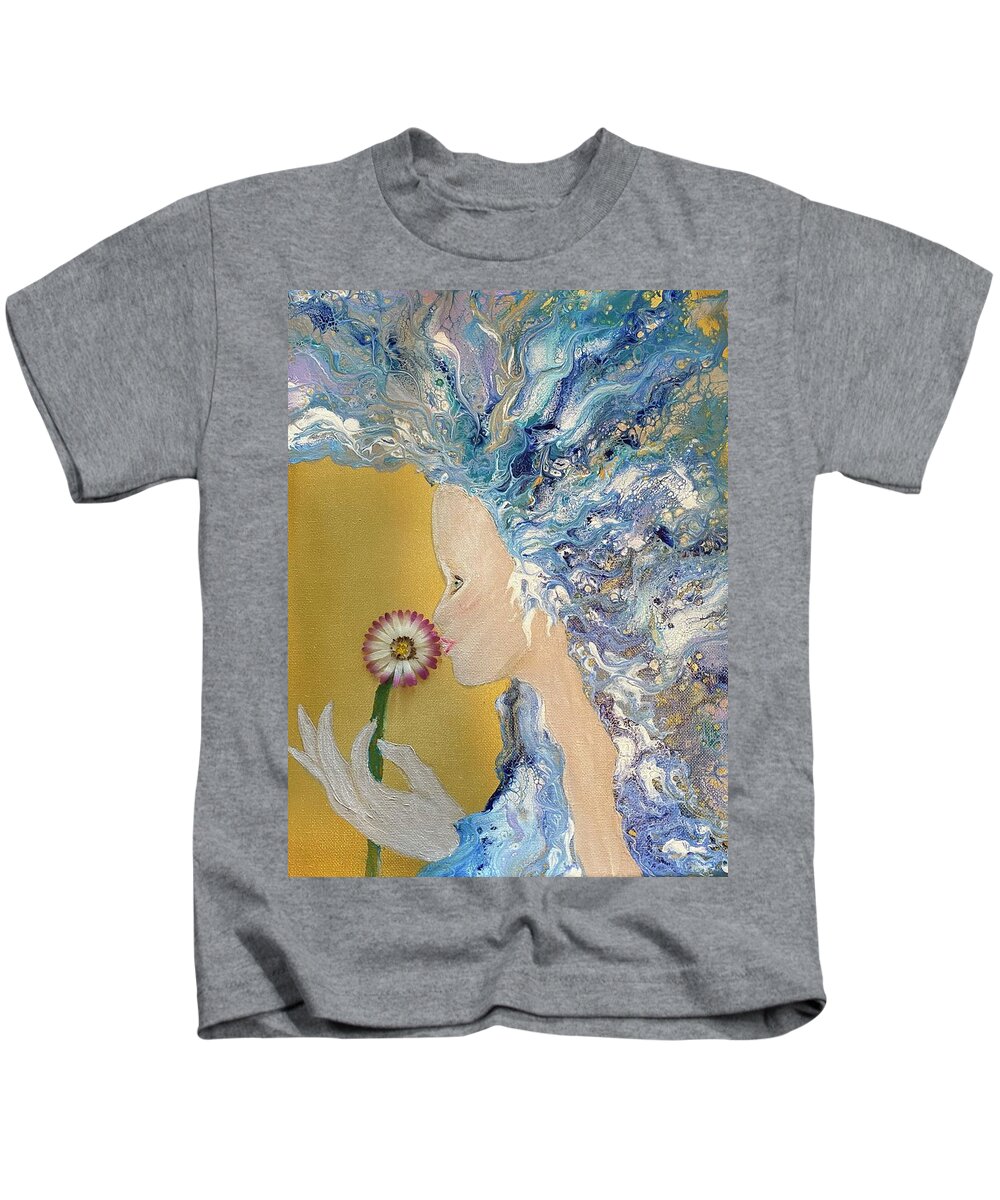 Flower Kids T-Shirt featuring the painting Taking a Moment by Kathy Bee