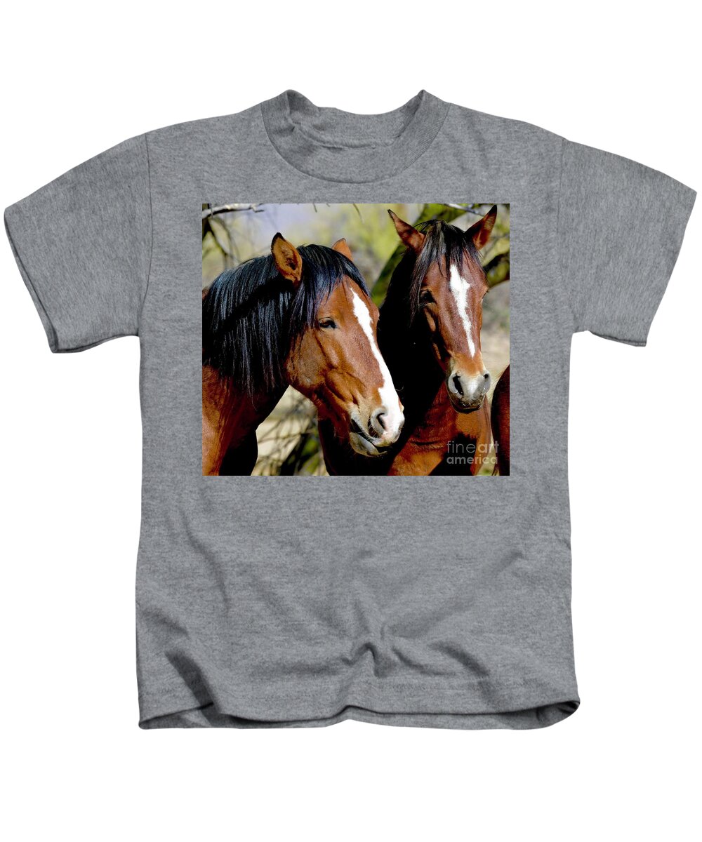 Salt River Wild Horse Kids T-Shirt featuring the digital art Tall, Dark, and Handsome by Tammy Keyes