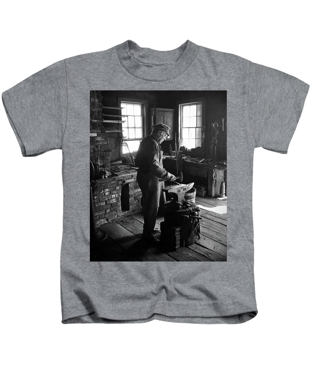 Old Kids T-Shirt featuring the photograph The Blacksmith BW by Scott Olsen