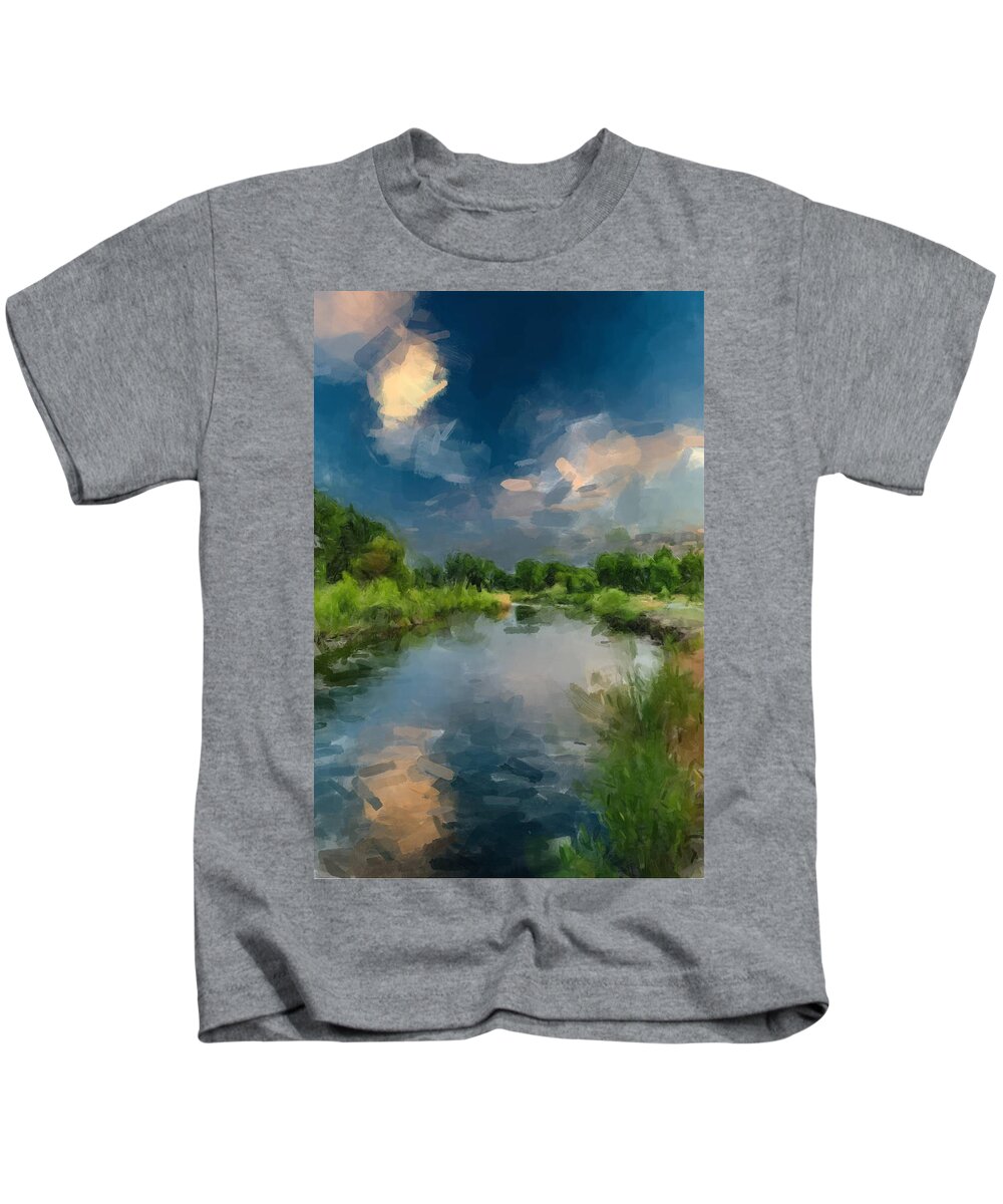 Landscape Kids T-Shirt featuring the painting The Clearing Sky by Gary Arnold