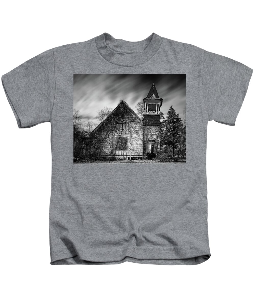 Blackandwhite Kids T-Shirt featuring the photograph The Door Is Open But No One Comes Anymore by Mike Schaffner