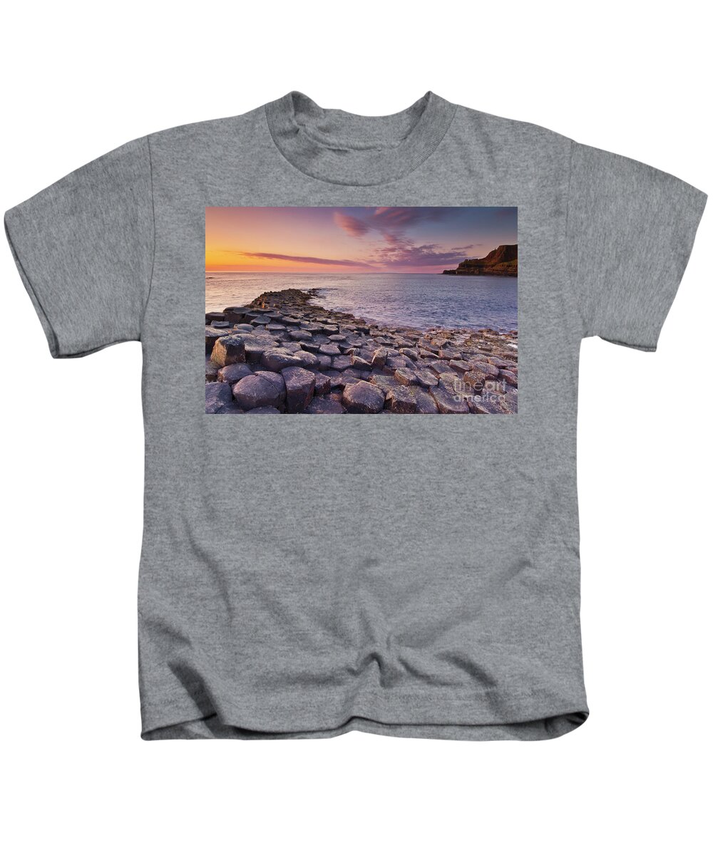 Giants Causeway Kids T-Shirt featuring the photograph The Giants Causeway sunset, Northern Ireland by Neale And Judith Clark