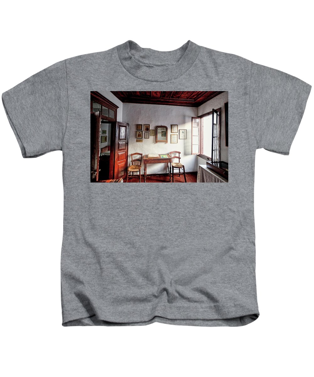 Home Kids T-Shirt featuring the photograph The house of Alexandros Papadiamantis in Skiathos, Greece by Constantinos Iliopoulos