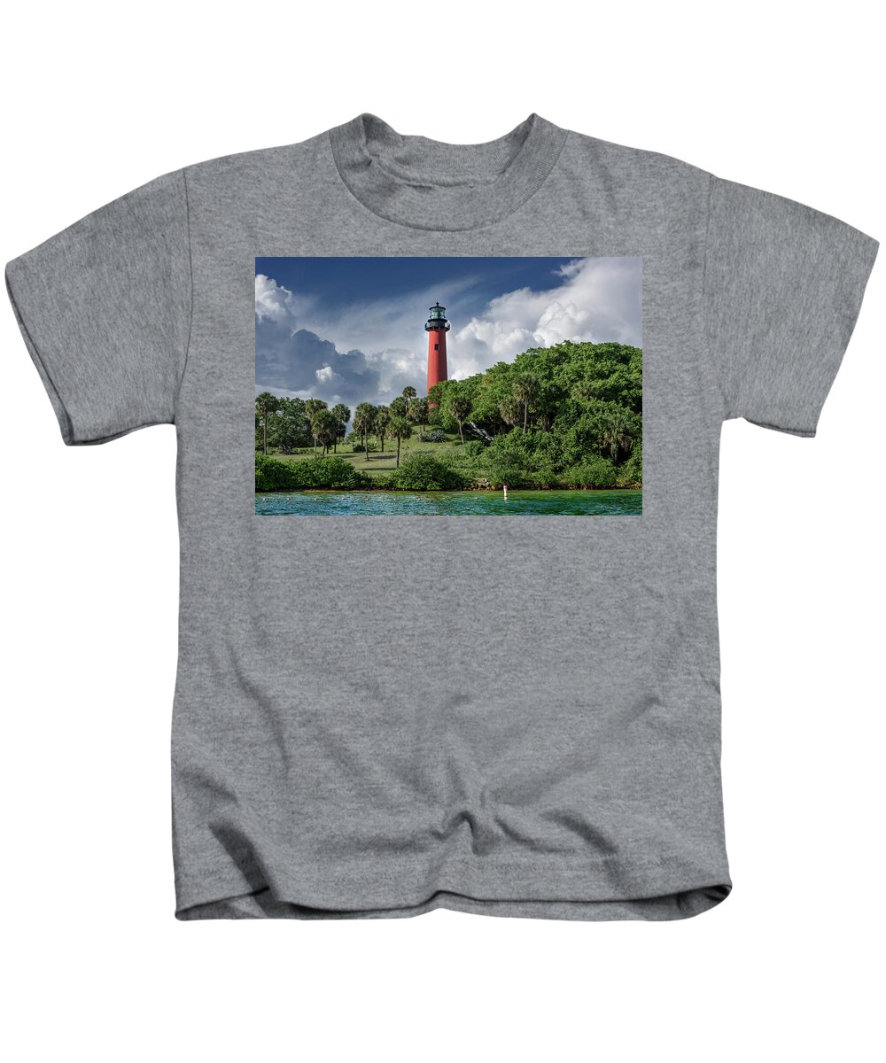 Jupiter Lighthouse Kids T-Shirt featuring the photograph The Jupiter Inlet Lighthouse by Laura Fasulo