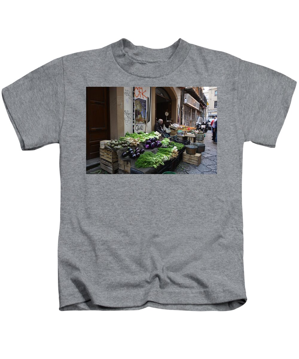 Market Kids T-Shirt featuring the photograph The Market in Palermo, Sicily by Regina Muscarella