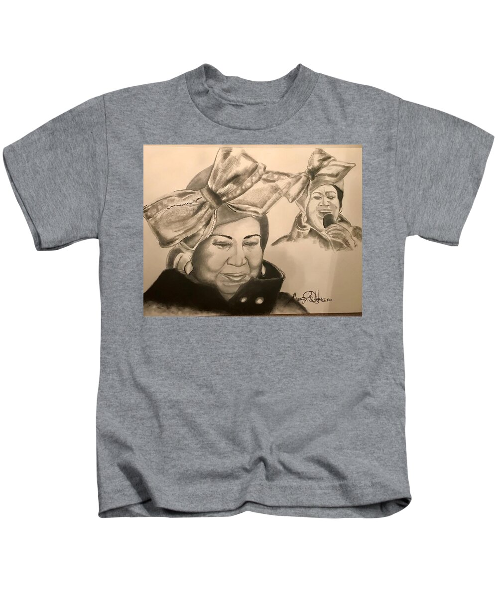  Kids T-Shirt featuring the drawing The Queen by Angie ONeal