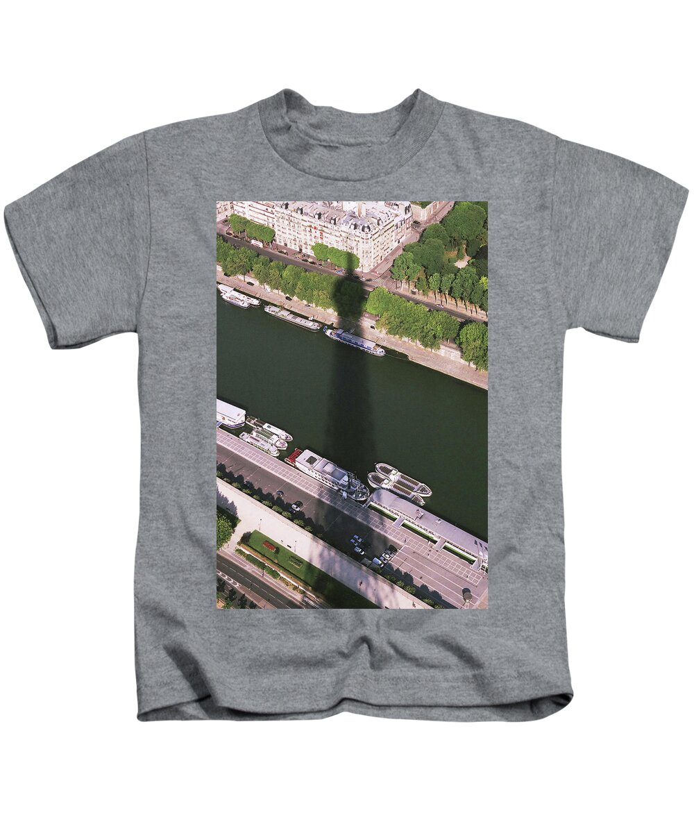 France Kids T-Shirt featuring the photograph The Shadow of the Tower by Jim Feldman
