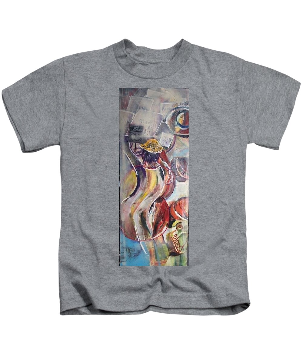 Demonstration Kids T-Shirt featuring the painting The Time is Now by Peggy Blood