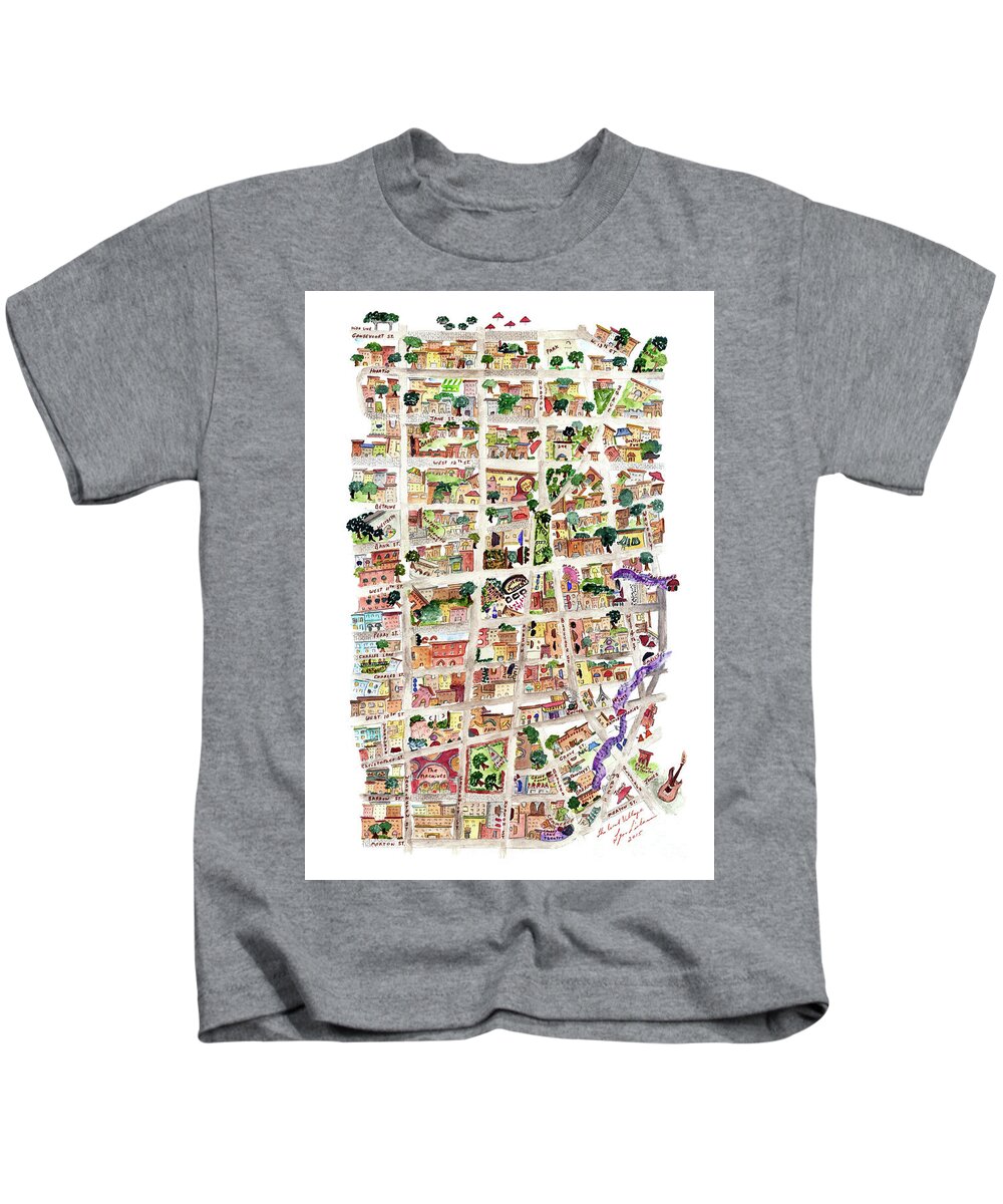 Greenwich Village Kids T-Shirt featuring the painting The Way West Village by AFineLyne