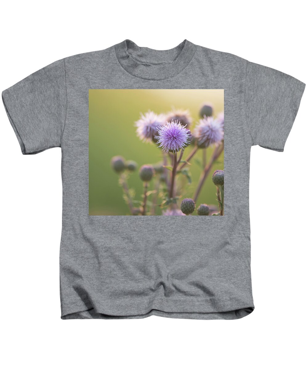Thistle Kids T-Shirt featuring the photograph Thistle Flowers by Karen Rispin