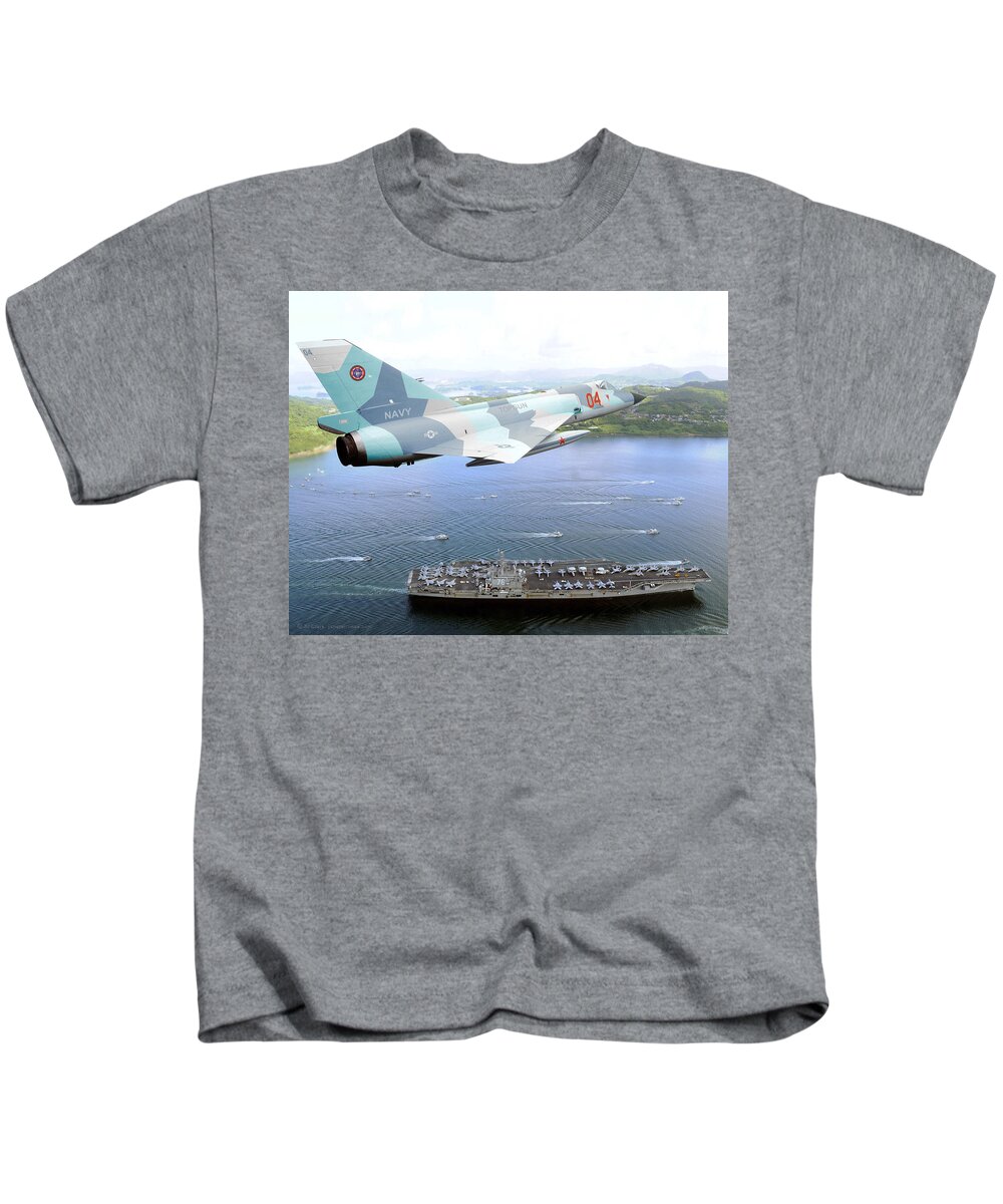 Delta Dart Kids T-Shirt featuring the digital art Top Gun Convair F-106N by Custom Aviation Art