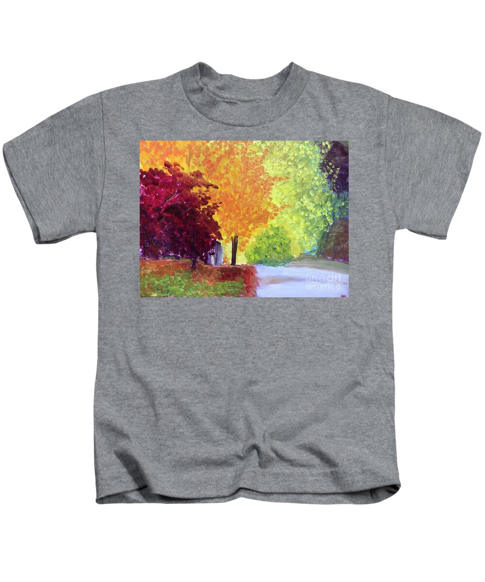Trees Kids T-Shirt featuring the painting Trees of Winton by Kate Conaboy