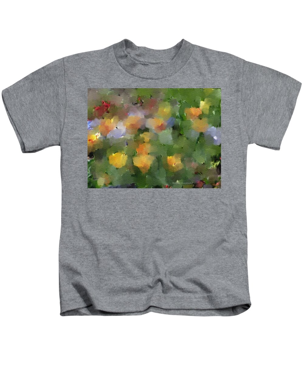 Photographic Art Kids T-Shirt featuring the digital art Tulips at the Botanic by Kathie Chicoine