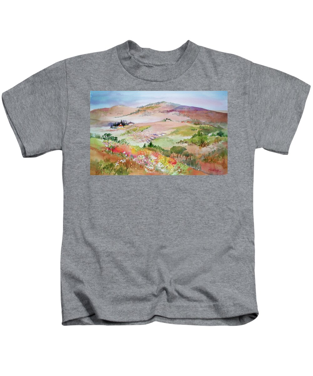 Italy Kids T-Shirt featuring the painting Tuscan Tapestry by Sue Kemp