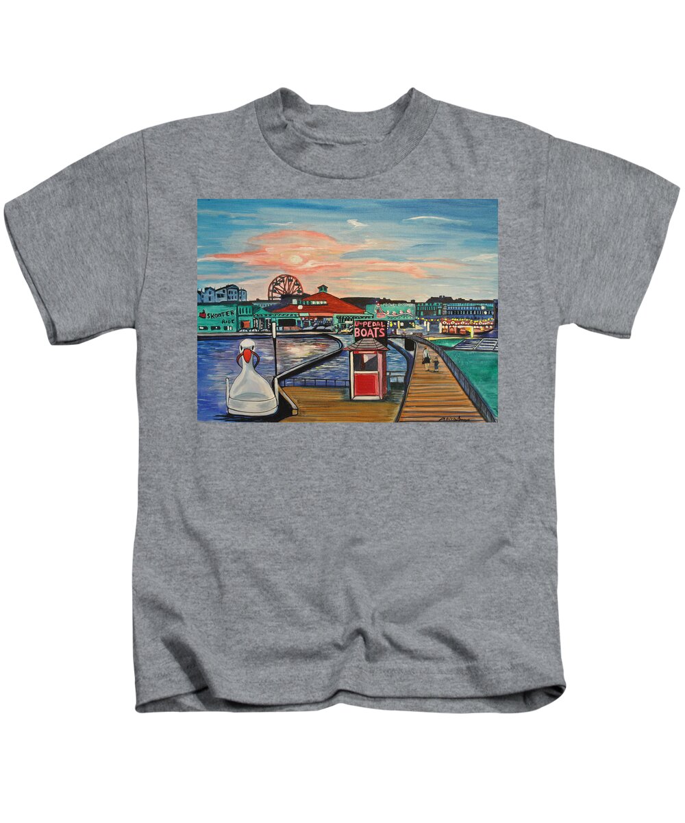 Asbury Art Kids T-Shirt featuring the painting U-Pedal the Boat by Patricia Arroyo