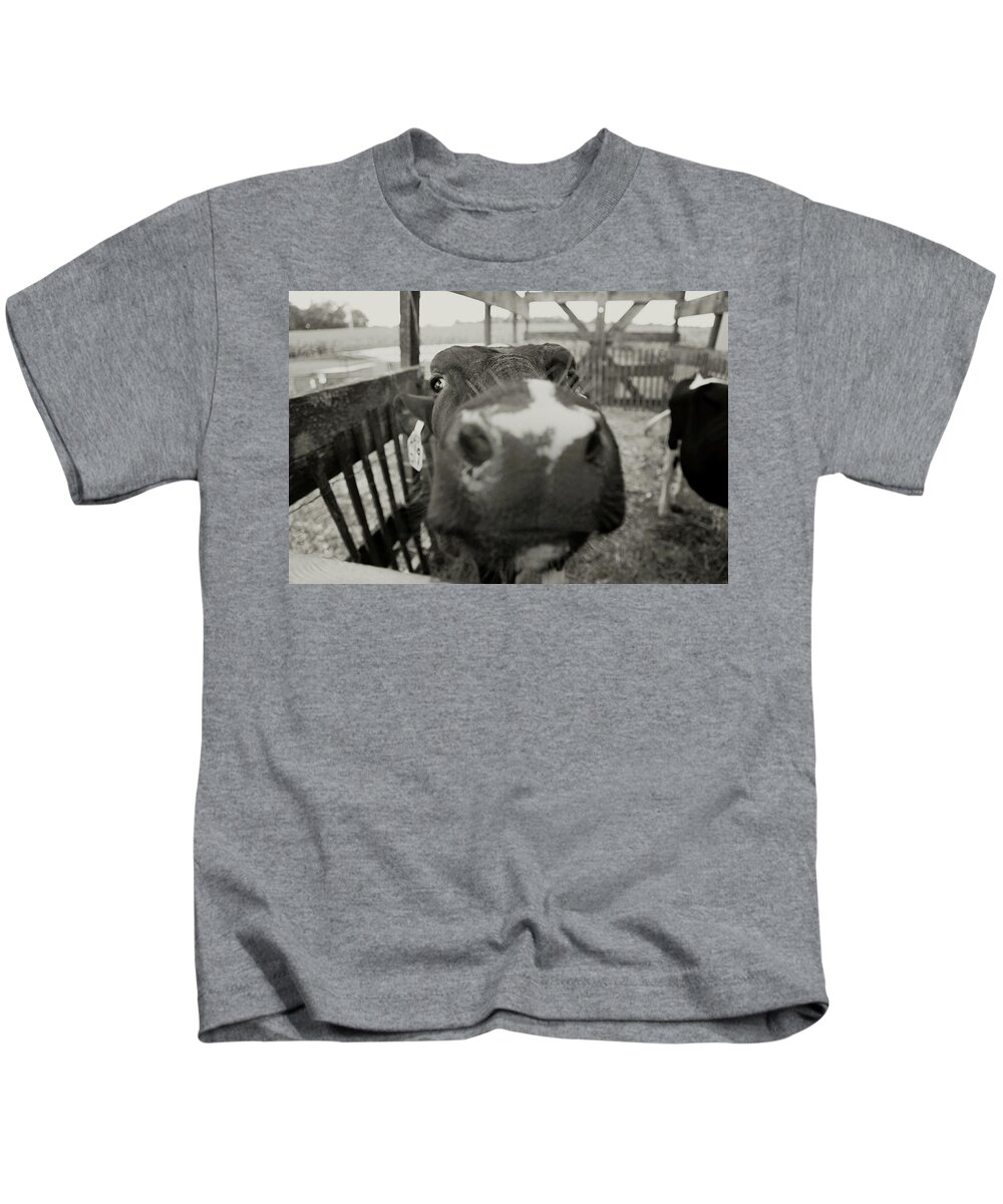 Carrie Ann Grippo-pike Kids T-Shirt featuring the photograph Udderly Too Cute by Carrie Ann Grippo-Pike