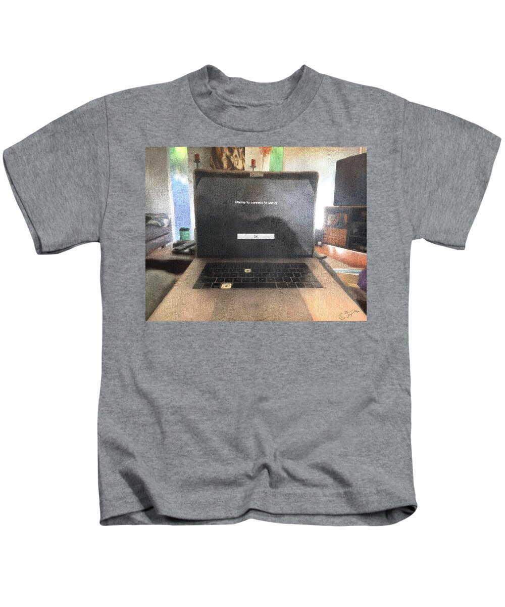  Kids T-Shirt featuring the digital art Unable to Connect by Jason Cardwell