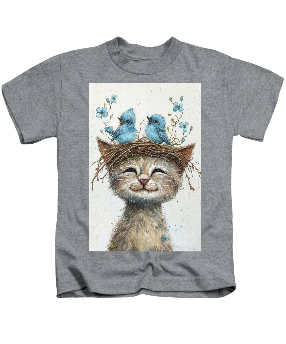 Cat Kids T-Shirt featuring the painting Unlikely Friends by Tina LeCour