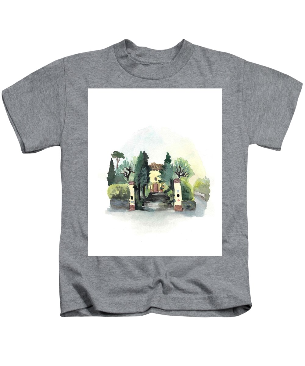  Kids T-Shirt featuring the painting Villa Triozze by Meredith Palmer