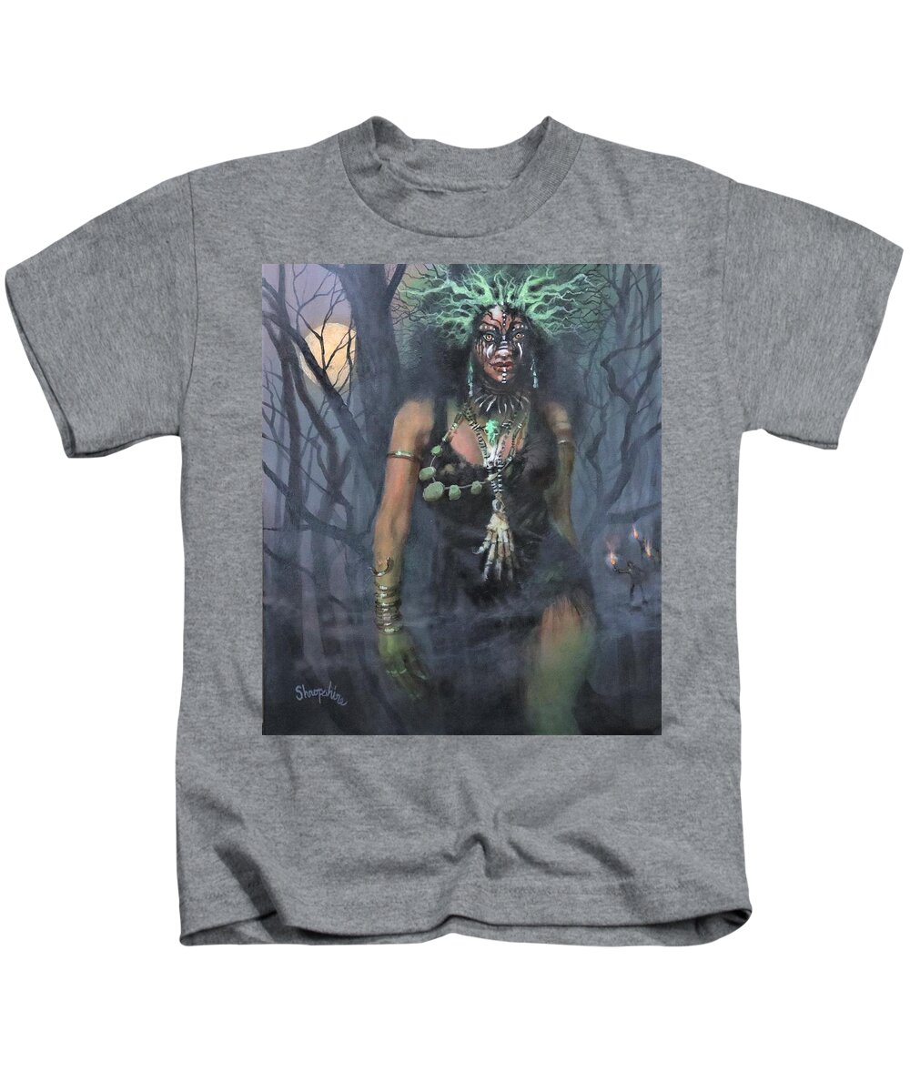  Voodoo Woman Kids T-Shirt featuring the painting Voodoo Woman by Tom Shropshire
