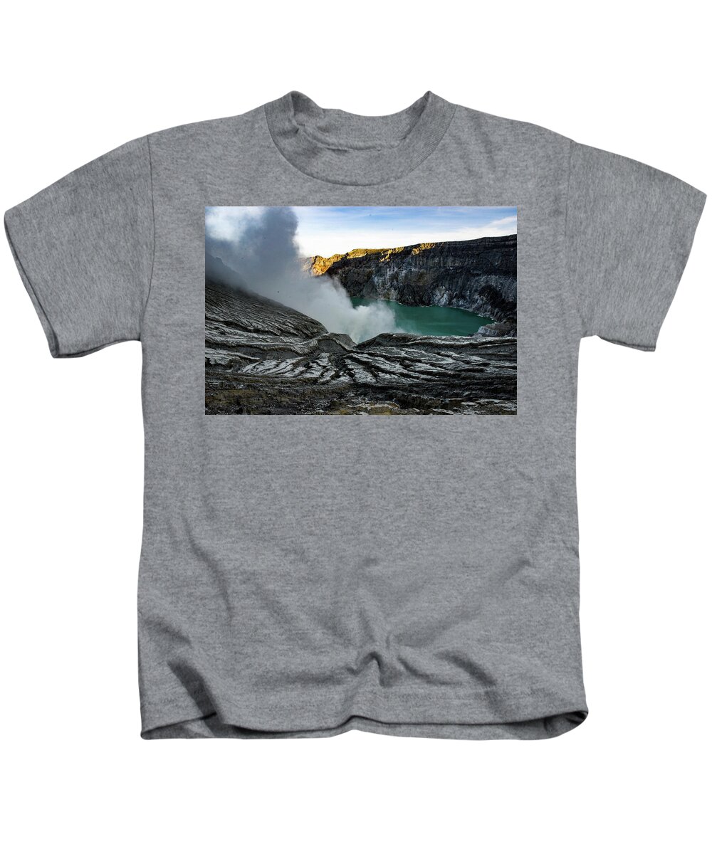 Volcano Kids T-Shirt featuring the photograph Waiting For The Dawn - Mount Ijen Crater, East Java. Indonesia by Earth And Spirit