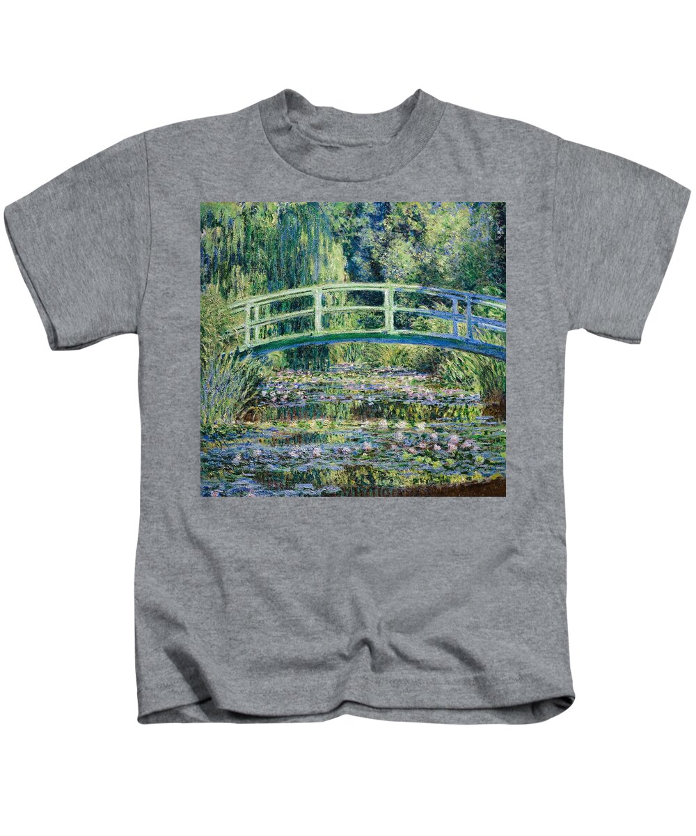 1898 Kids T-Shirt featuring the painting Water Lillies and Japanese Bridge, C1898 by Claude Monet