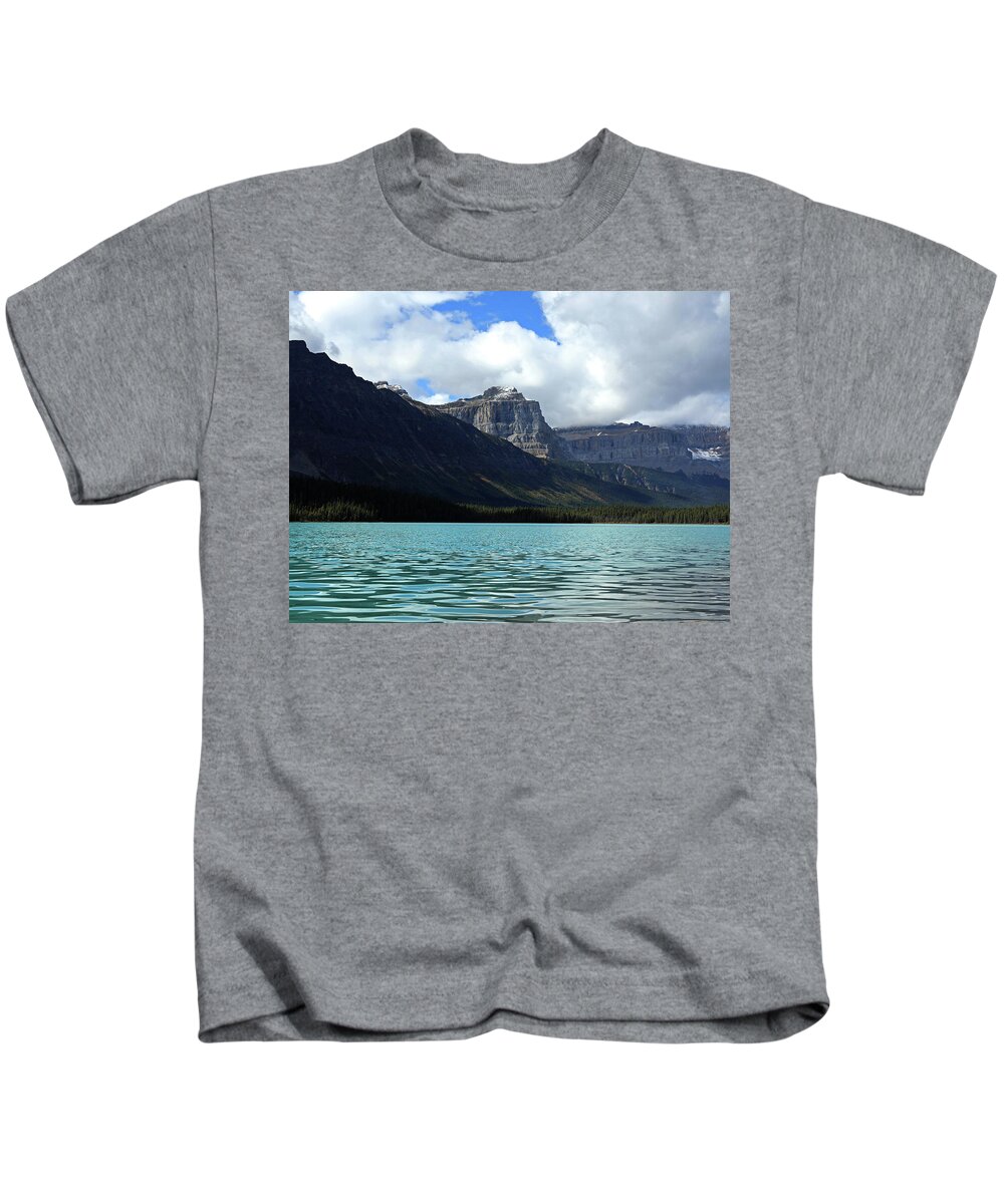 Waterfowl Lake Turquoise Water Kids T-Shirt featuring the photograph Waterfowl Lake Turquoise Water by Dan Sproul