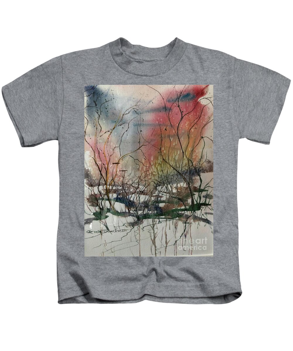 Watercolor Kids T-Shirt featuring the painting Waterview by Catherine Ludwig Donleycott