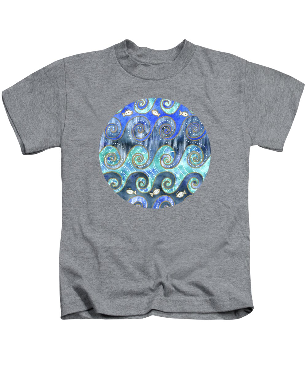  Ink Kids T-Shirt featuring the painting Waves by Shelley Wallace Ylst