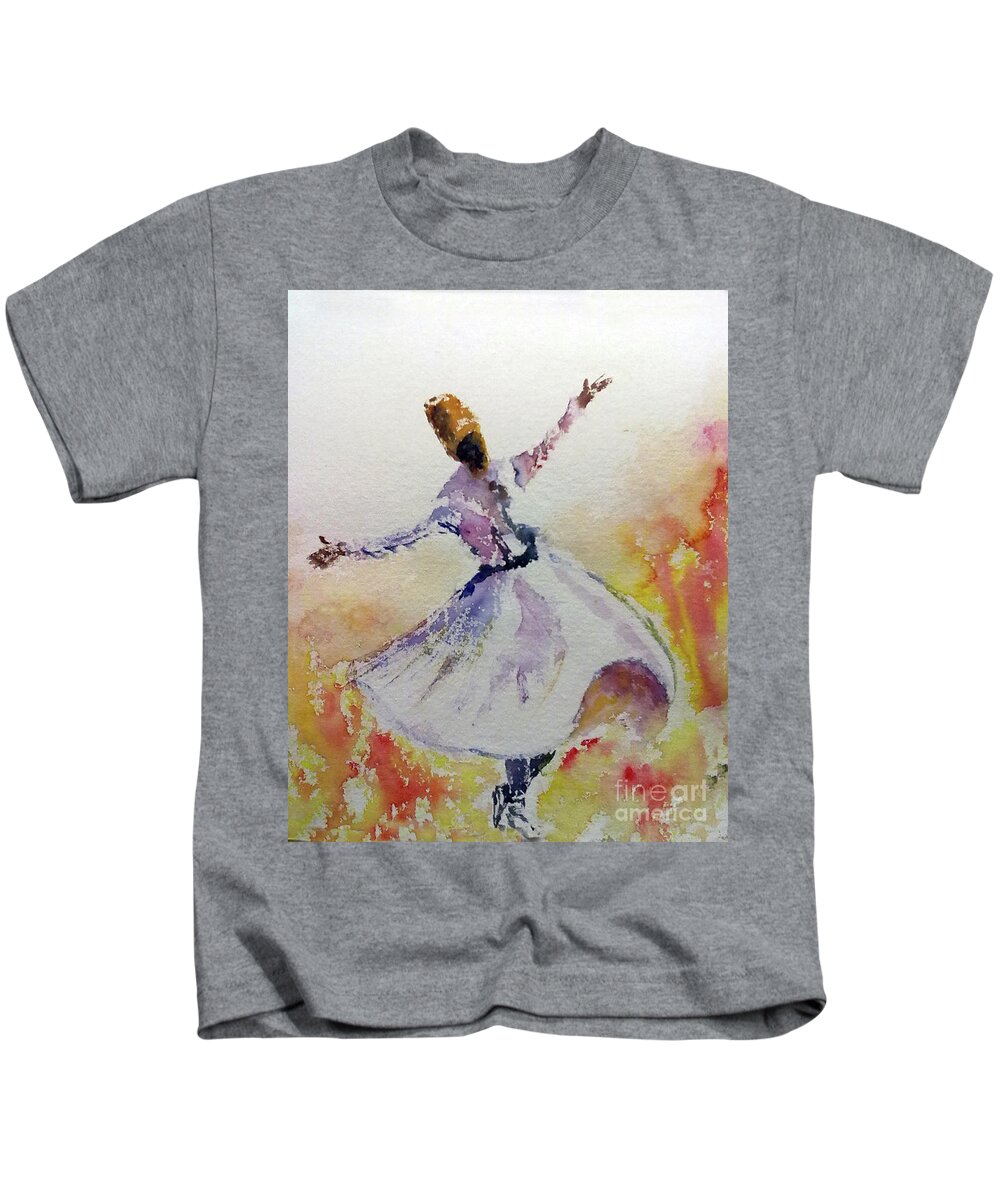 Sufi Kids T-Shirt featuring the painting Whirling Sufi Dervish by Asha Sudhaker Shenoy