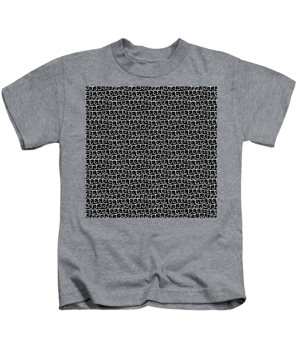 Black And White Kids T-Shirt featuring the painting White on Black Hook and Dot Pattern small by Nikita Coulombe