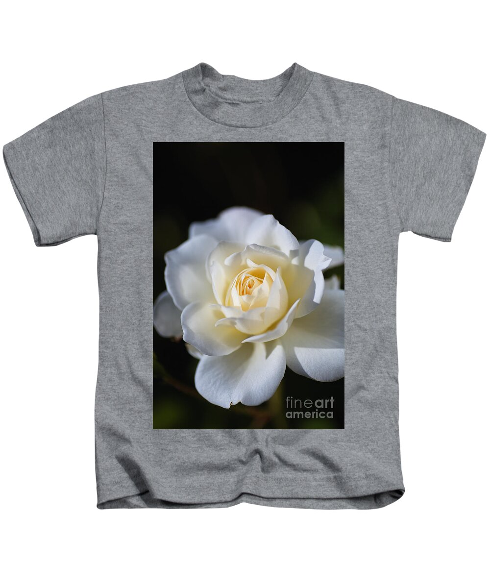 Floribunda Rose Kids T-Shirt featuring the photograph White Soft Rose by Joy Watson