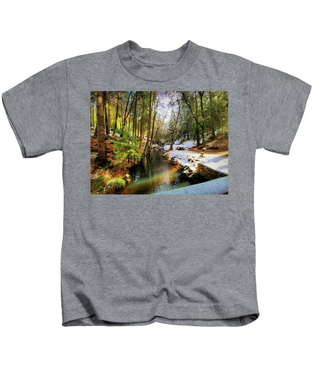 Landscape Kids T-Shirt featuring the photograph Winter Creek by Steph Gabler