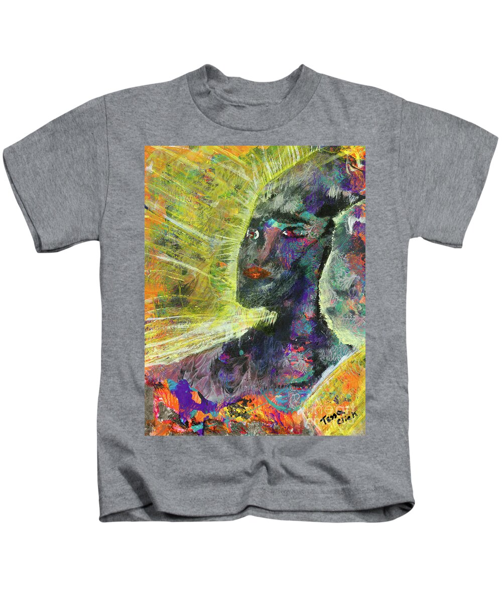 Woman Kids T-Shirt featuring the painting Woman by Tessa Evette