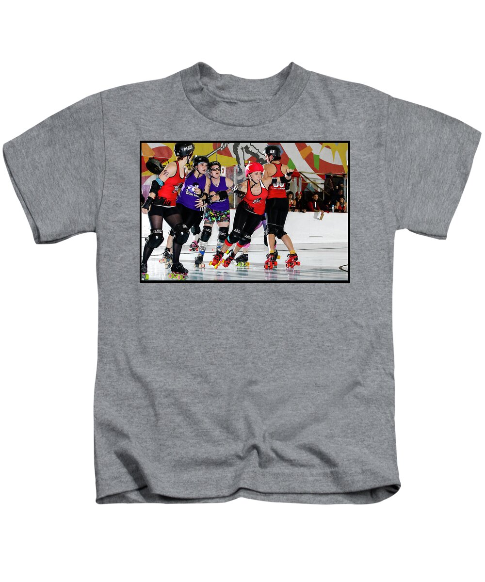 Roller Derby Kids T-Shirt featuring the photograph Women Who Fly #12 by Christopher W Weeks