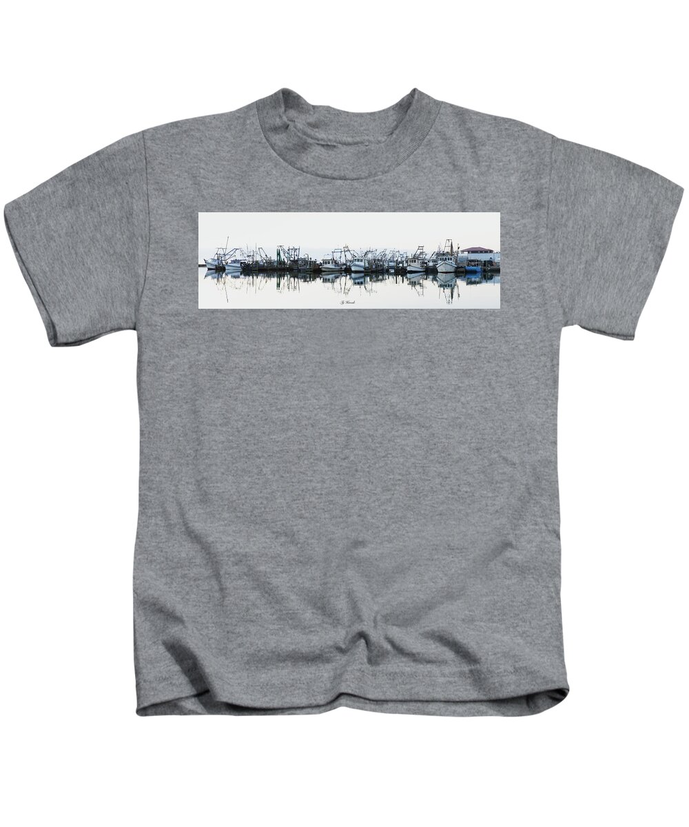 Work Boats Kids T-Shirt featuring the photograph Workboat Panorama by Ty Husak