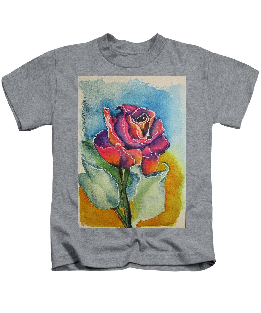 Rose Kids T-Shirt featuring the painting Yesterday's Rose by Dale Bernard