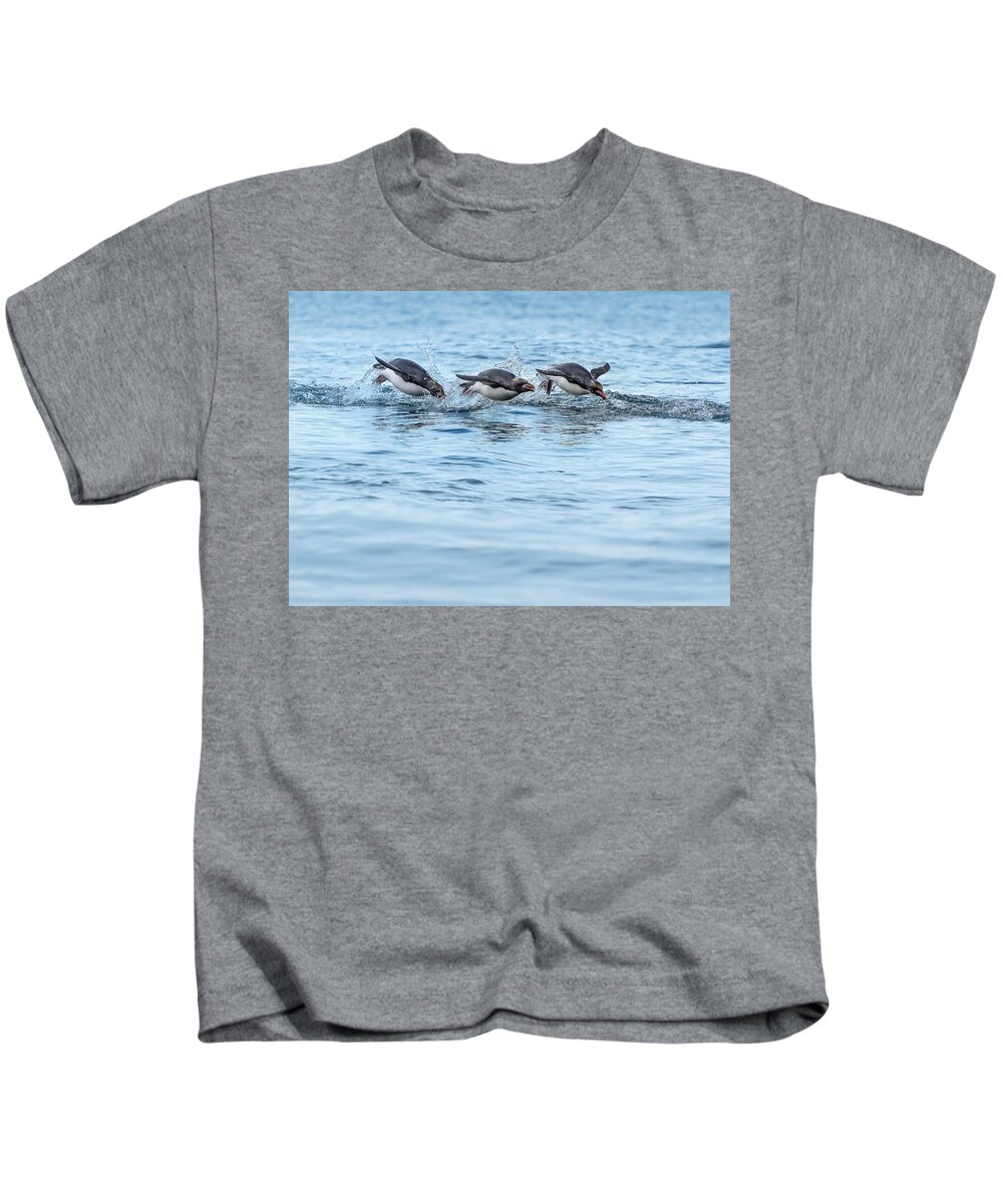 Penguin Kids T-Shirt featuring the photograph Zooooooommmmm... by Linda Villers