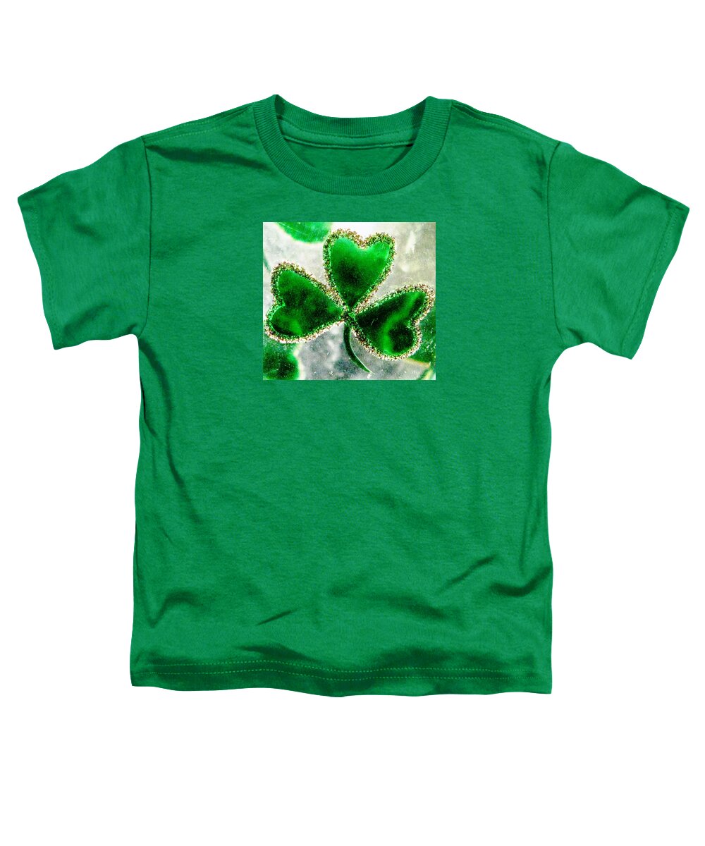 Shamrocks Toddler T-Shirt featuring the photograph A Shamrock on Ice by Angela Davies