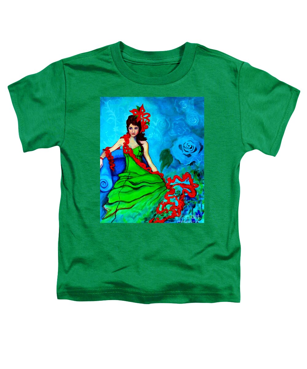 Woman Toddler T-Shirt featuring the painting Blue Compliments by Angelique Bowman