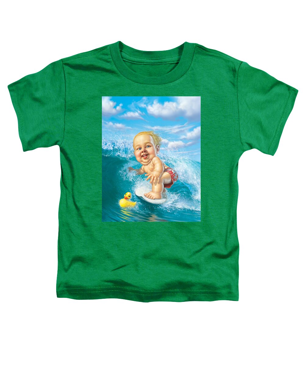 Baby Toddler T-Shirt featuring the digital art Born to Surf by Mark Fredrickson