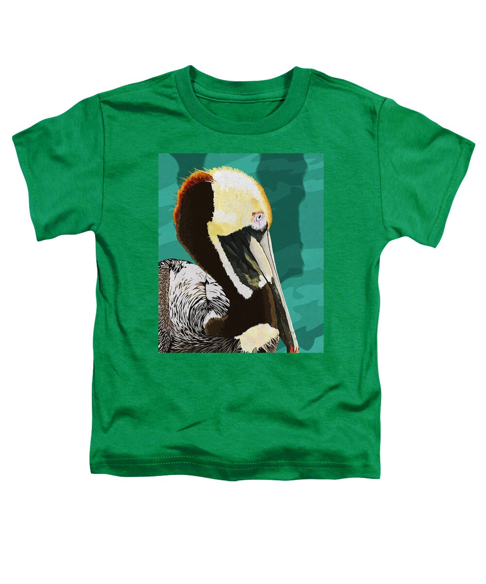 Brown Pelican Toddler T-Shirt featuring the digital art A Pelicans View by Kevin Putman