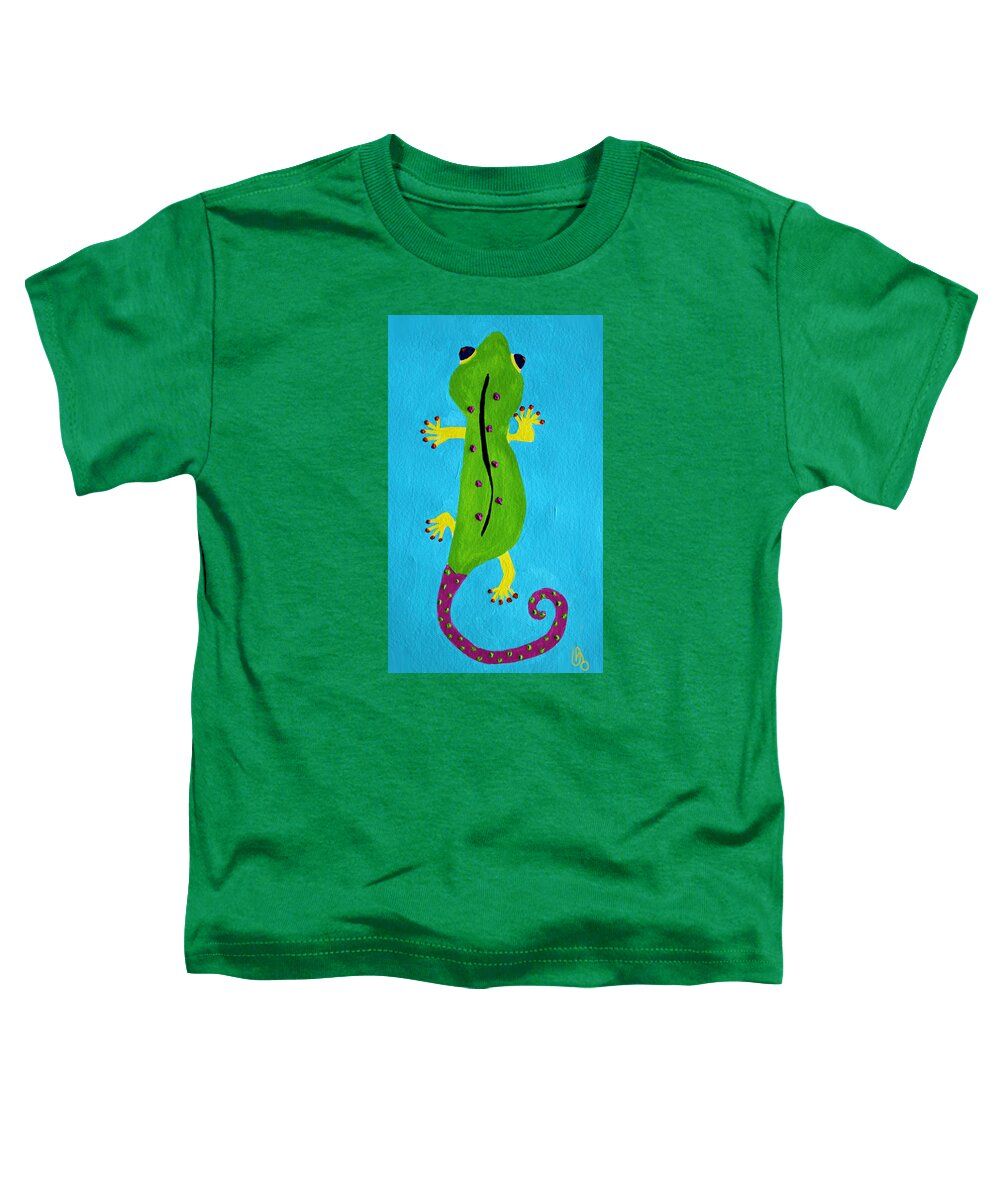Gecko Toddler T-Shirt featuring the painting Gecko Gecko by Deborah Boyd