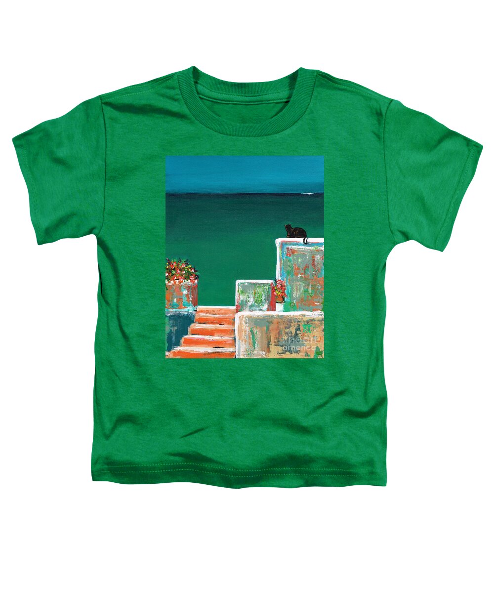 Mediterranean Toddler T-Shirt featuring the painting Just Another Day in Paradise by Frances Marino