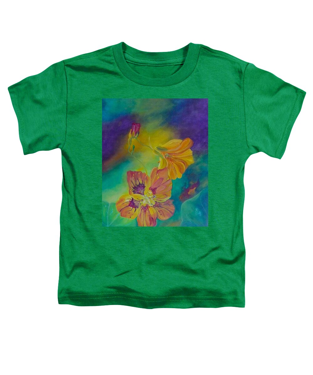 Nasturtium Toddler T-Shirt featuring the painting Nasturtium Dream by Anna Ruzsan