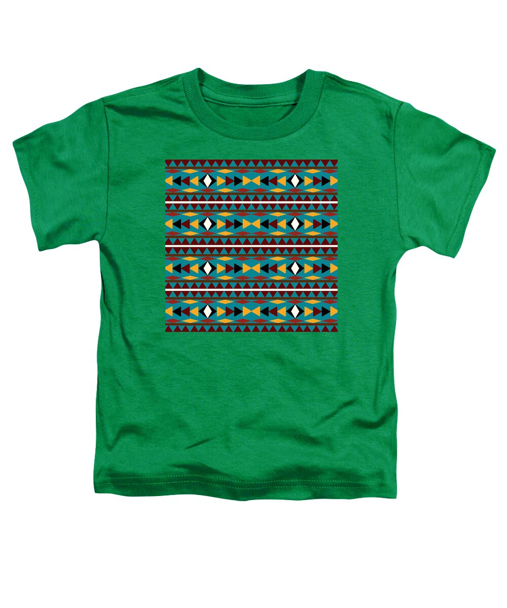 Navajo Toddler T-Shirt featuring the mixed media Navajo Teal Pattern by Christina Rollo